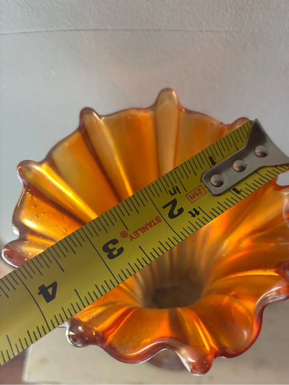 Vintage Carnival Glass fluted Vase-Home Accents